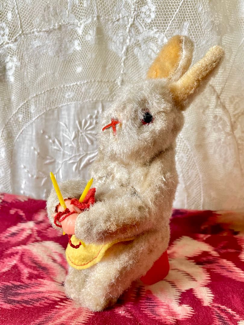 編み物うさぎ ゼンマイおもちゃ 旧西ドイツワグナー社製ドイツ