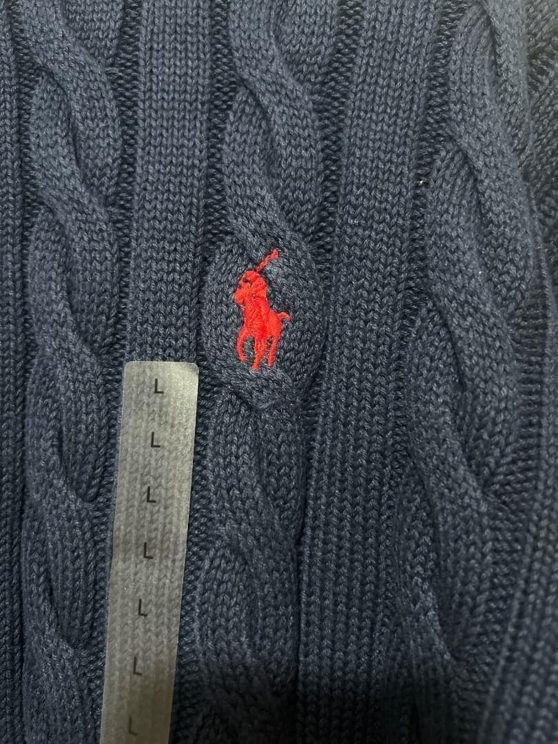 ラルフローレン ケーブルニット ハーフジップ ネイビー M QRタグ付き
