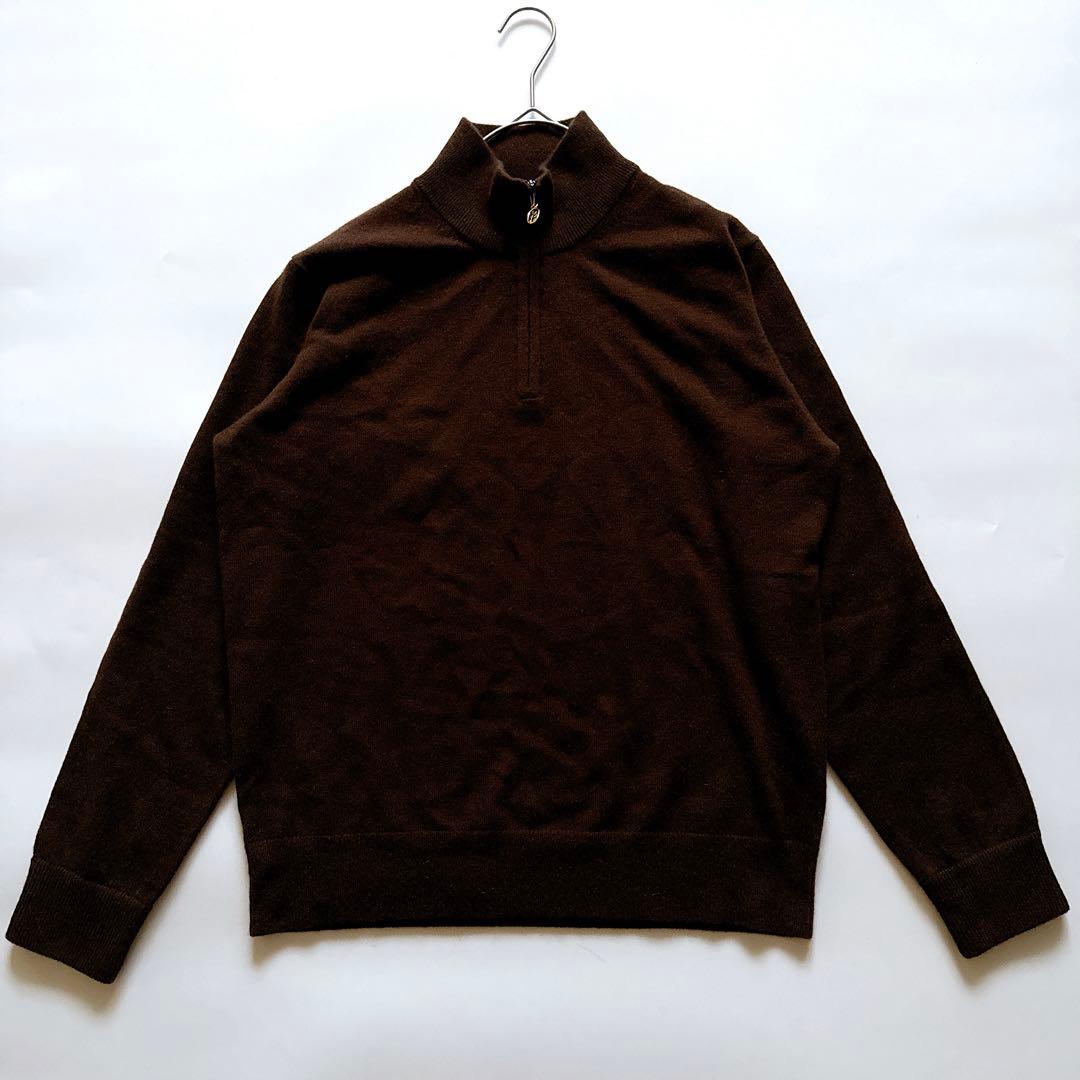 カシミヤ100✨イタリア製 Dominique France ハーフジップニット ドミニクフランス ☆ カシミヤ100% ハーフジップ セーター 50 伊製の