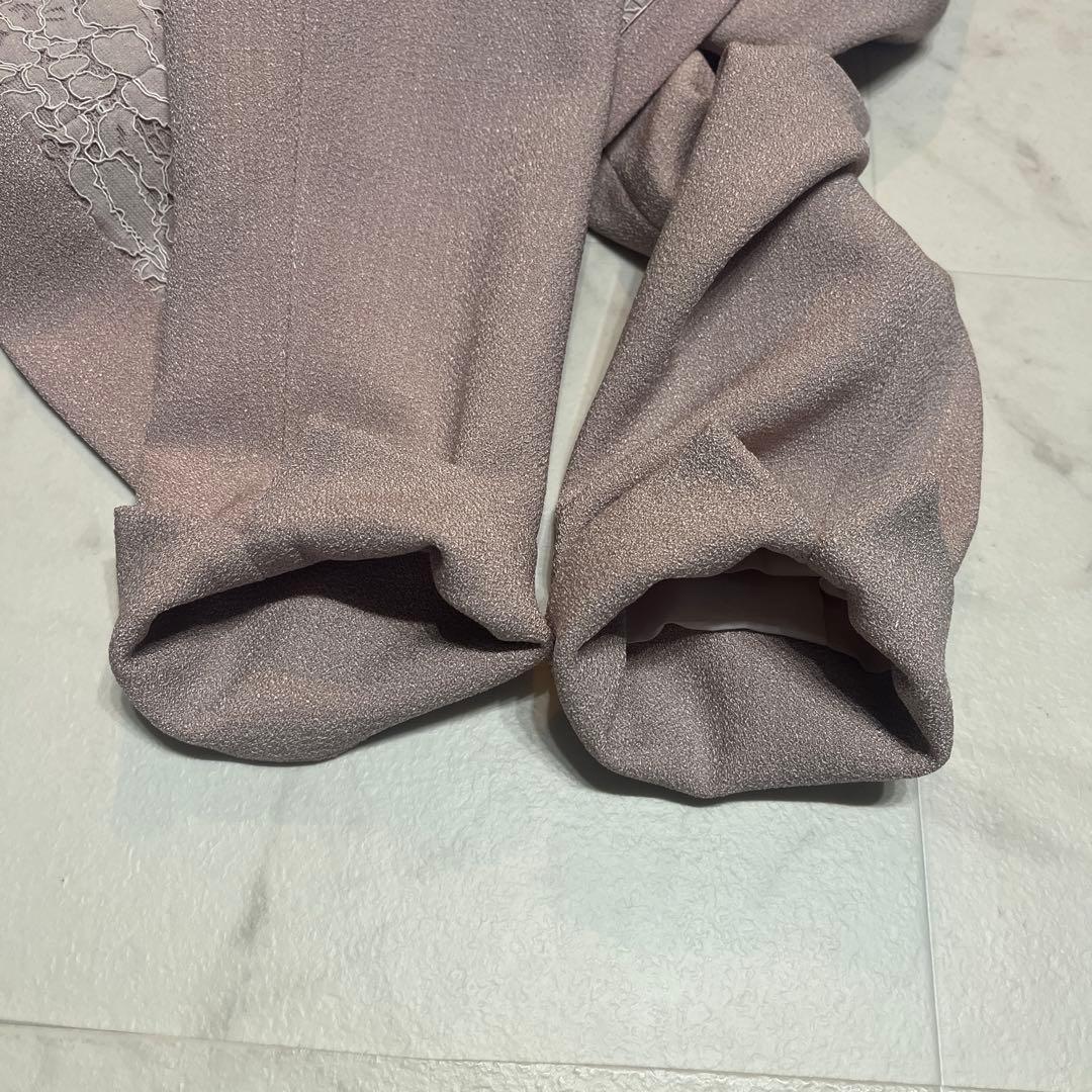 極美品 ハナエモリ ノーカラージャケット レース サイズ40 シボ加工 薄