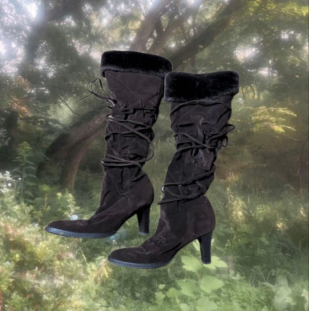 ブーツ モコモコ ファー ヒール 森ガール 平成 y2k フェアリーグランジ