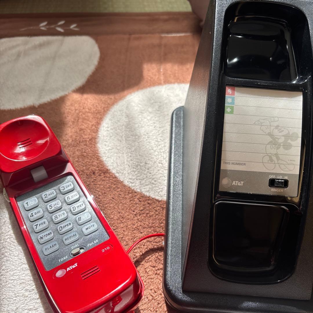 アンティーク ディズニー ミッキーマウス プッシュボタン式固定電話