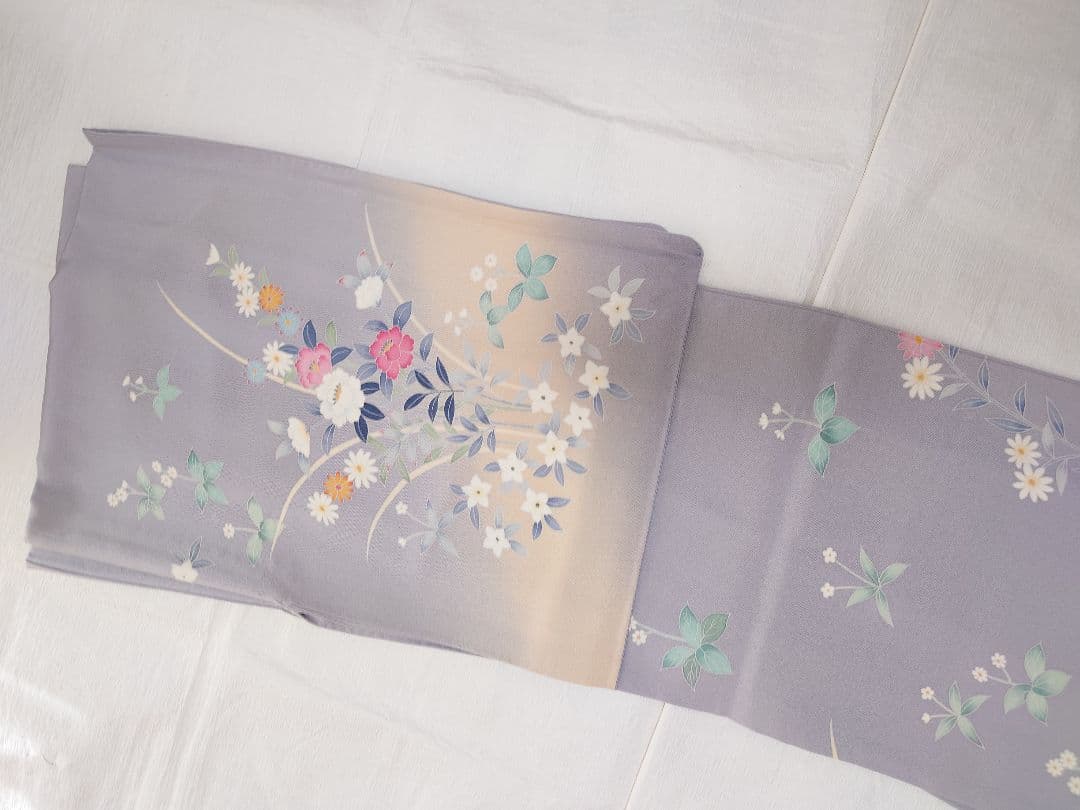 正絹　袷　訪問着　藤色 夏用単衣訪問着 藤色手まり桜 身長 160cm〜178cm位 訪問着 レンタル 単