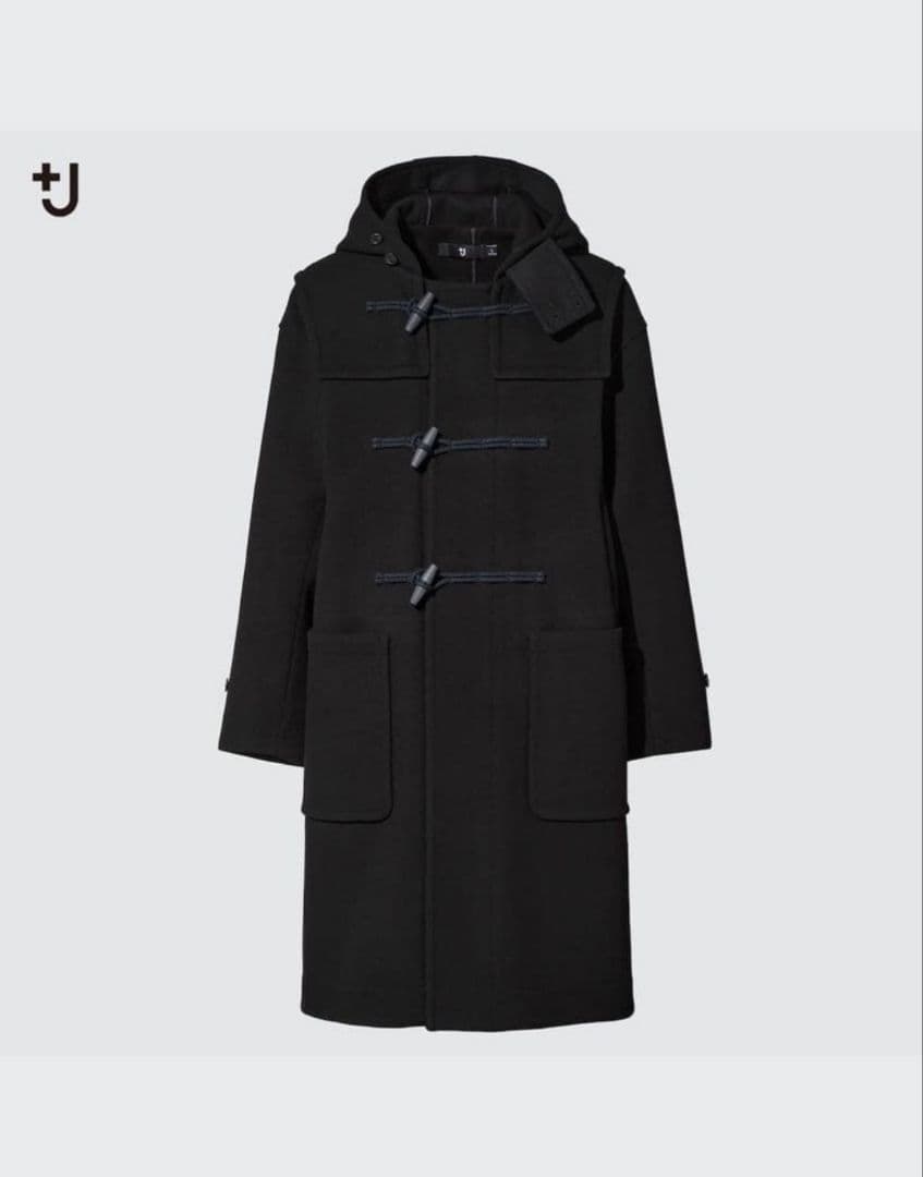 ユニクロジル・サンダー　+J　黒 ダッフルコート XXL　2日間限定値下げ ユニクロ公式 | ウールオーバーサイズダッフルコート