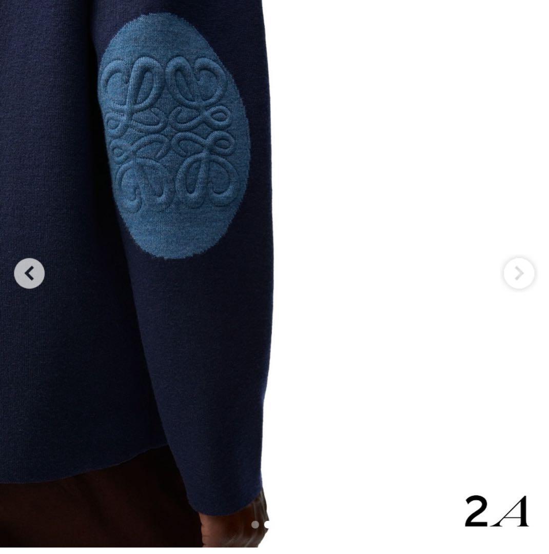 LOEWE ネイビー 肘パッチクルーネックセーター - メルカリ