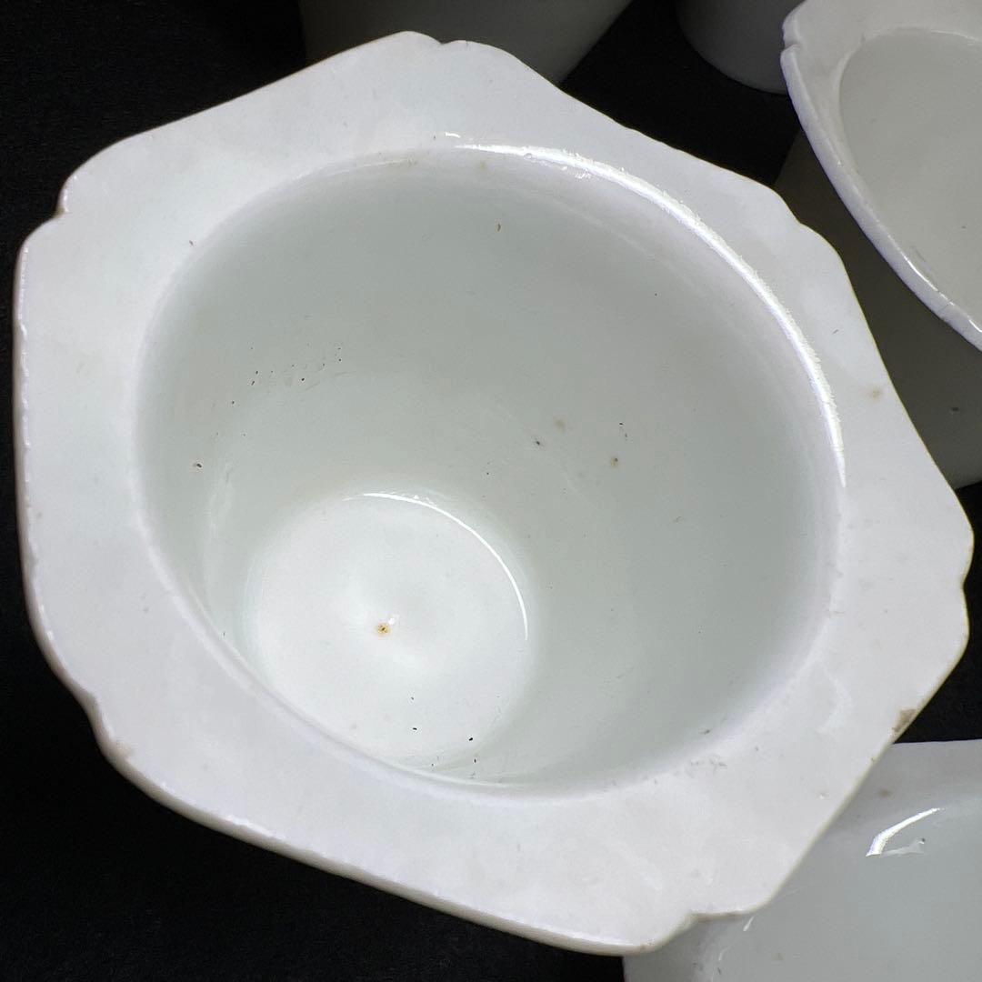 江戸初期~中期 柿右衛門白磁輪花猪口8客 状態良 木箱付 東Y8-0114☆2F