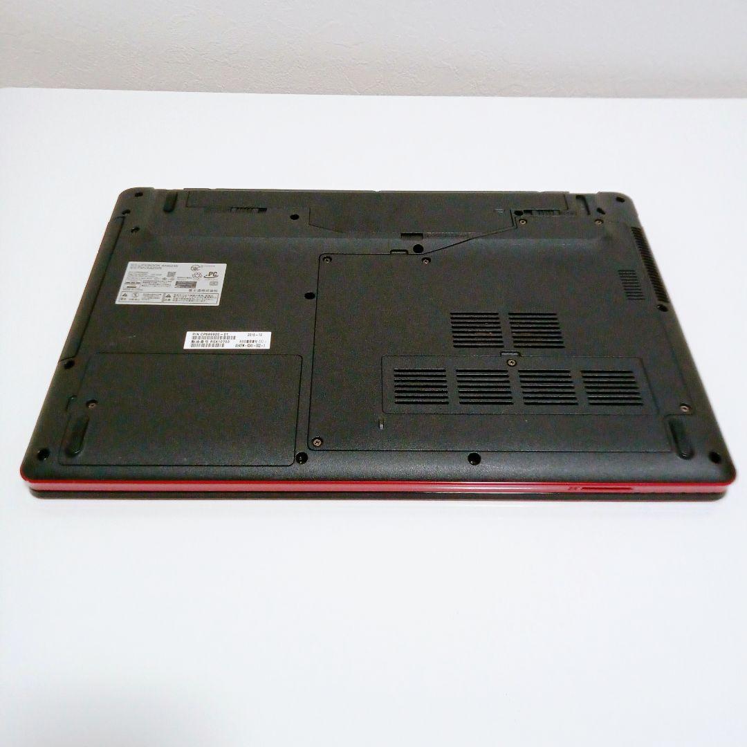 人気の富士通 初期設定済みですぐつかえる赤色ノートパソコン カメラ付き