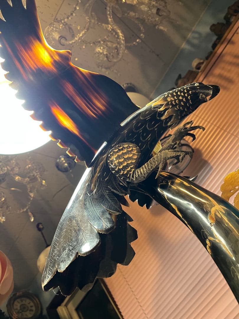 中国芸術、中国彫刻、水牛のツノ彫刻 鷹と虎の水牛のツノ彫刻、