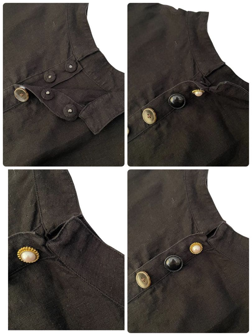 BEARDSLEYビアズリー 後ろボタン袖パフリネンブラウス ブラック - メルカリ