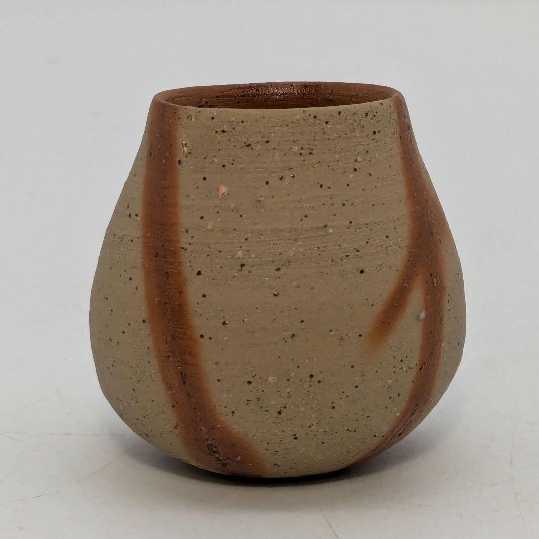 高力芳照 備前焼 緋襷ぐい呑「三茄子」 合箱合布栞 酒器 酒盃 酒杯 お