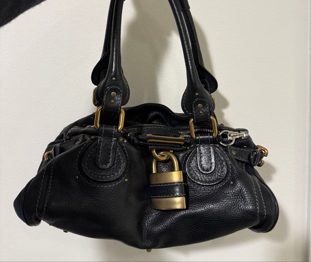 クロエ パディントン ハンドバッグ レザー ブラック シリアルあり