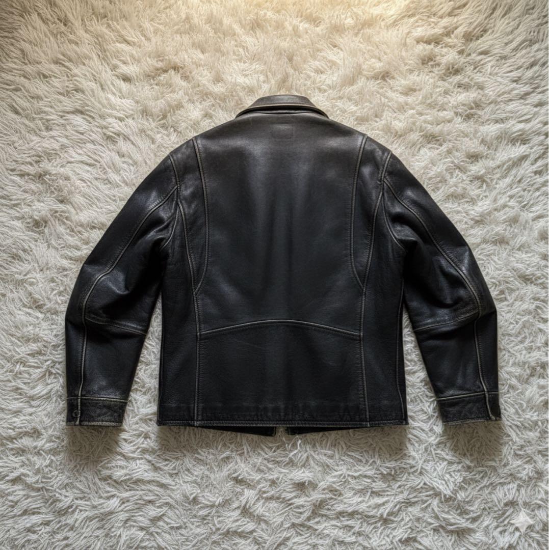 状態良好】90's 白タグ エディーバウアー 牛革 シングルライダース