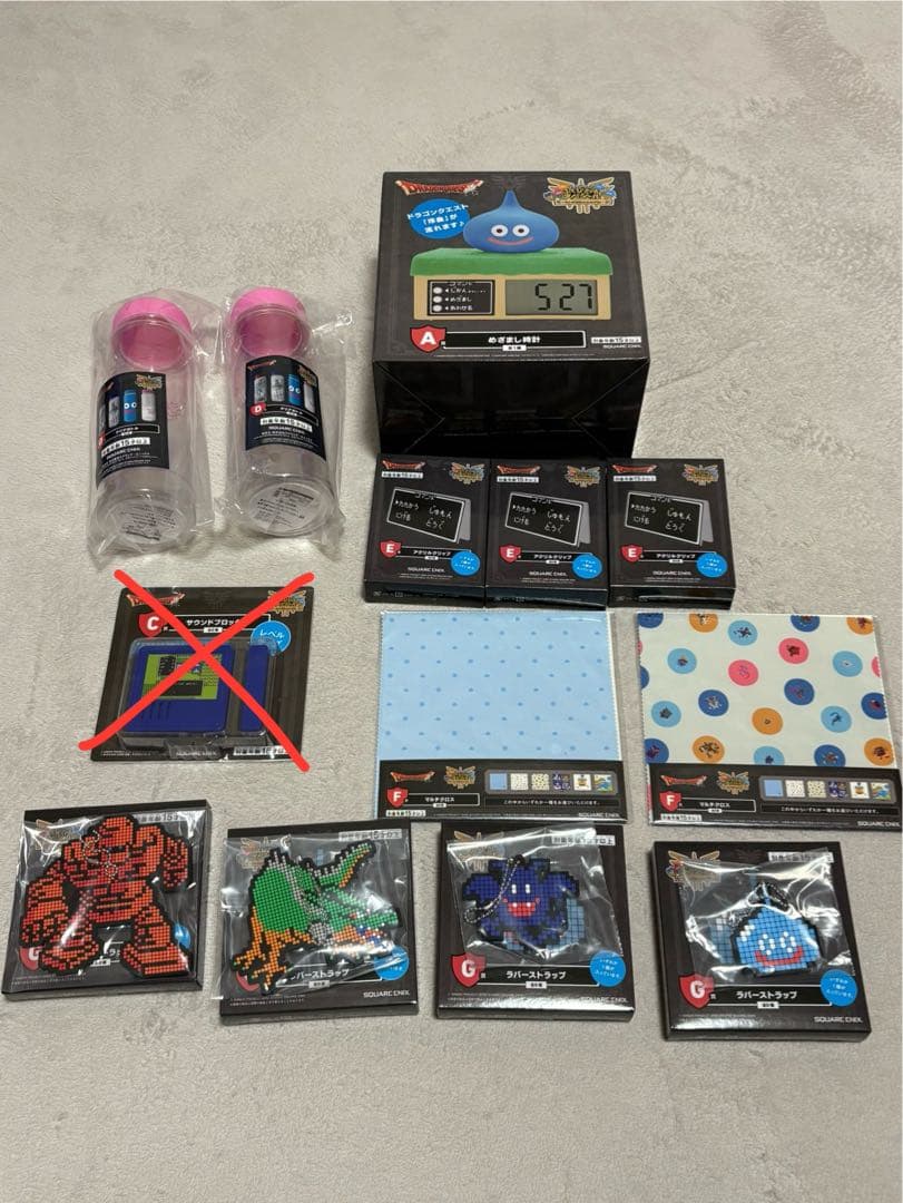 ドラゴンクエスト ふくびき所 目覚まし時計、アクリルクリップ他 計12点セット ドラゴンクエスト ふくびき所スペシャル～ロトの伝説ふたたび編