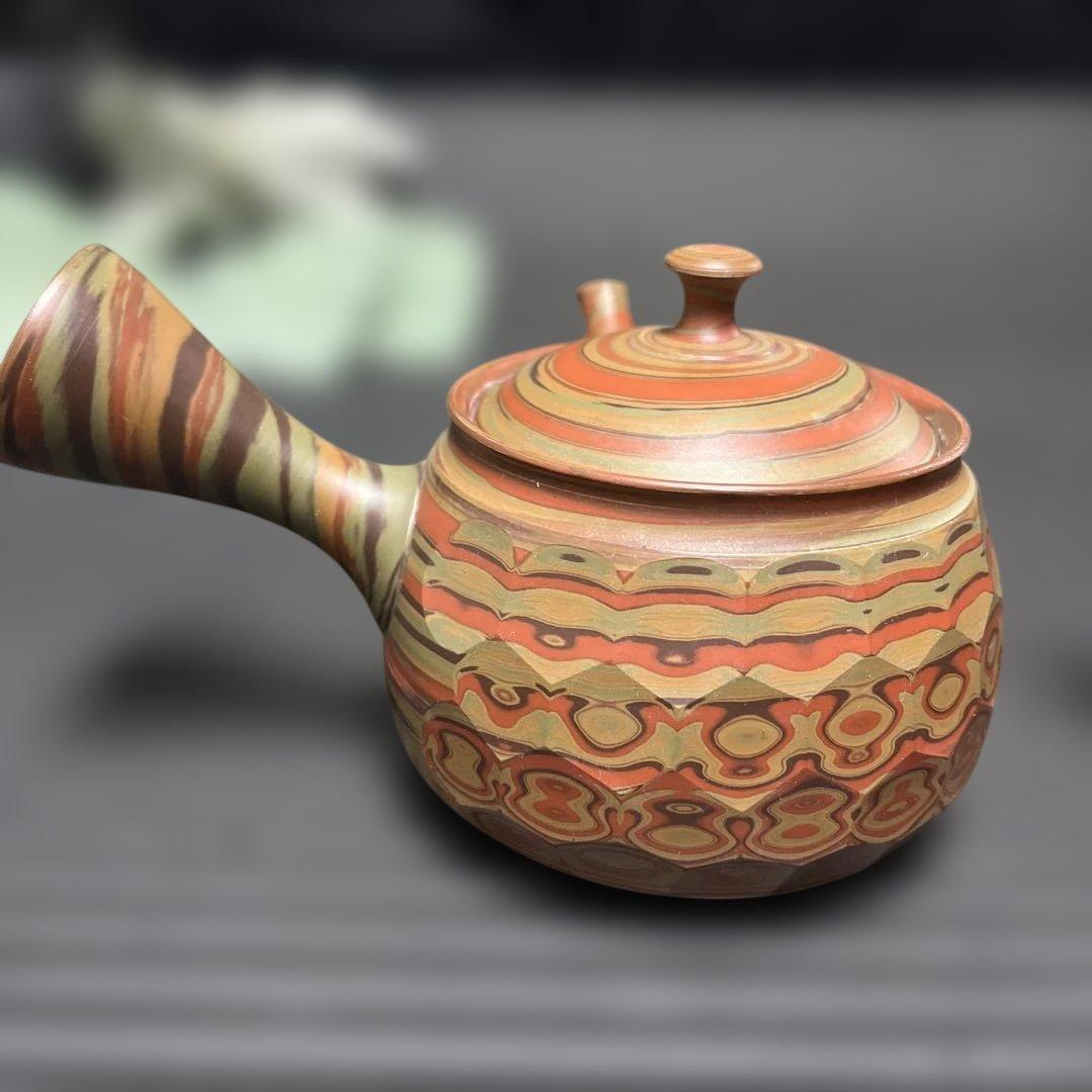 伝統工芸士 憲児作】常滑焼 練込 急須 マーブル模様 作家物 300cc