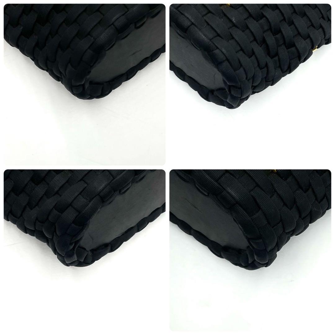 極美品○ フェラガモ ハンドバッグ 編み込み ヴァラリボン 金具