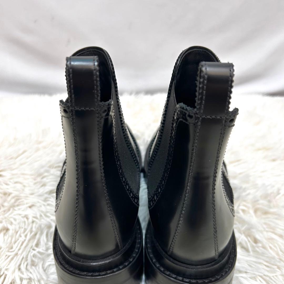 美品 HERMES サイドゴアブーツ ブラック ウィングチップ レザー 保存袋