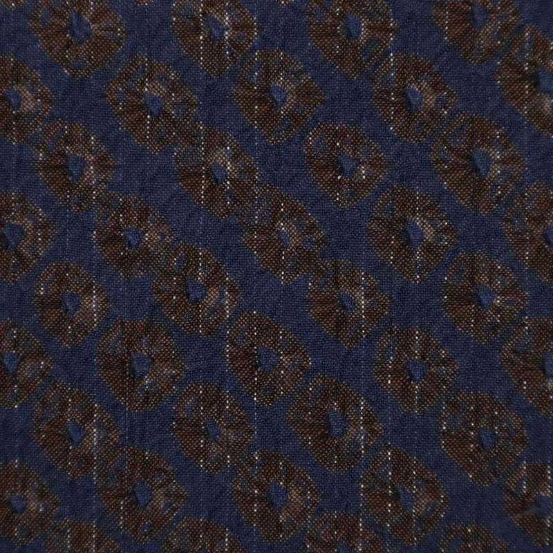 トールサイズ ワイド 総絞り＊小紋 袷着物 長尺 鹿の子絞り 紺 正絹