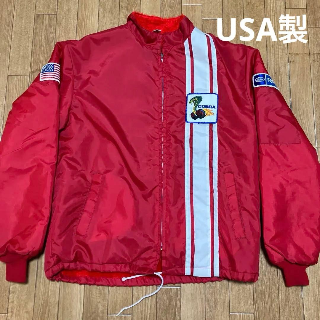 Cobra Ford レーシングジャケット USA製 L ナイロン 裏ボア Ford cobra フォードレーシングジャケット ネイビー Lサイズ USA製