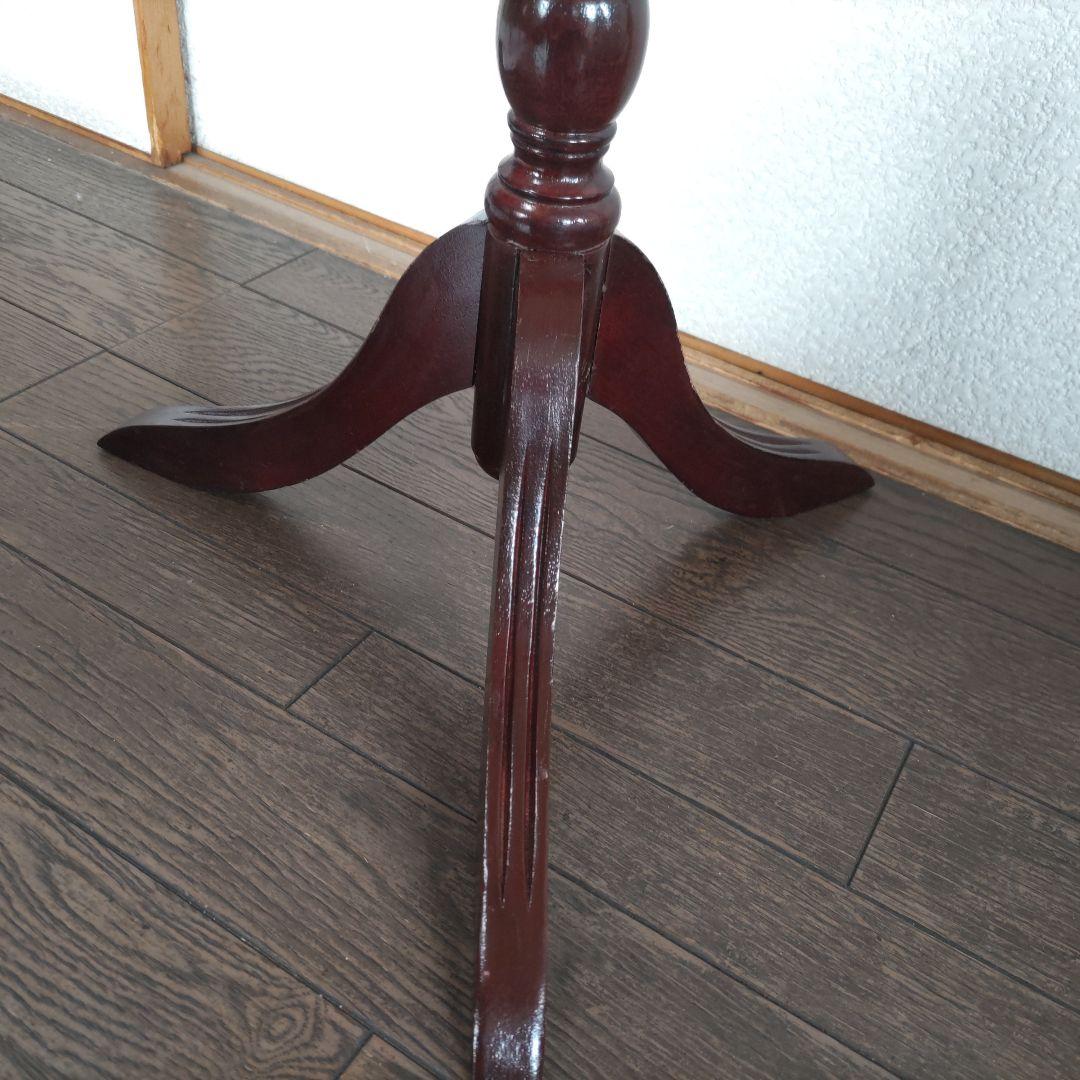 ワインテーブル 赤レザートップ サイドテーブル ナイト 英国