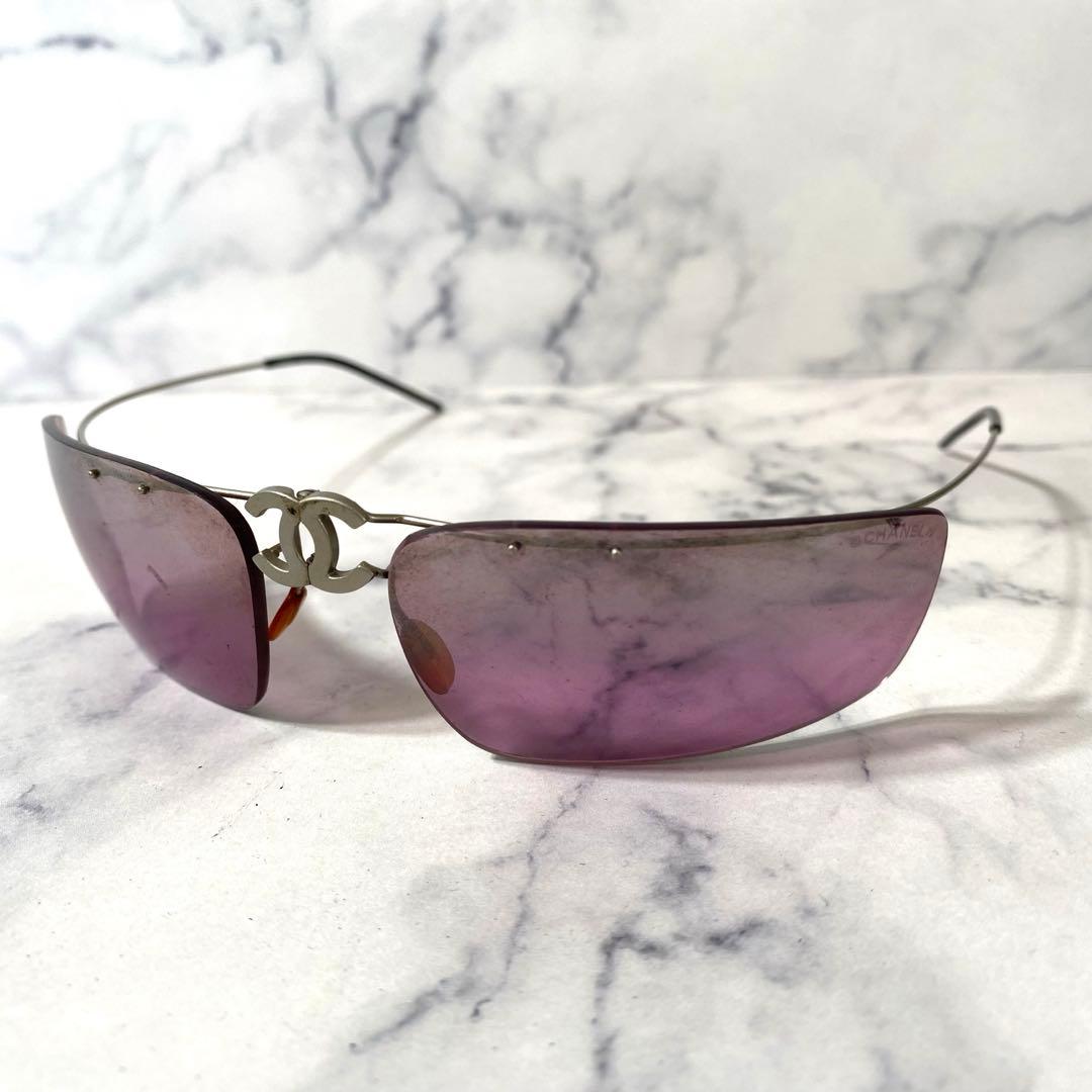 CHANEL シャネル　サングラス　リムレス　ココマーク　パープル　4032 シャネル CHANEL ココマーク カラーレンズ リムレス サングラス ピンク