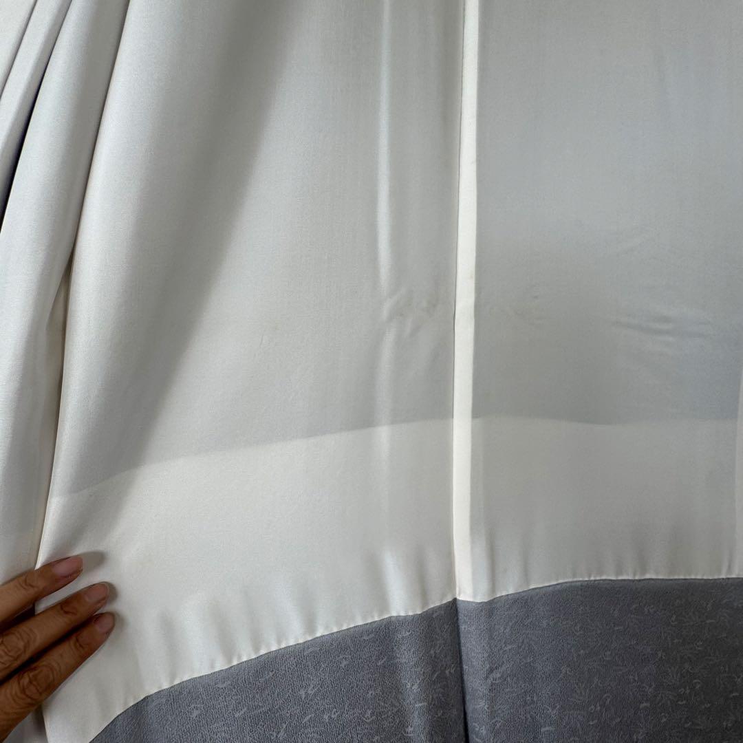 しつけ付 着物 正絹 袷 お召 色無地 163 久保田一竹工房 金通し