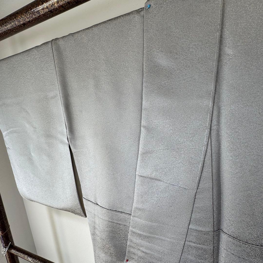 しつけ付 着物 正絹 袷 お召 色無地 163 久保田一竹工房 金通し