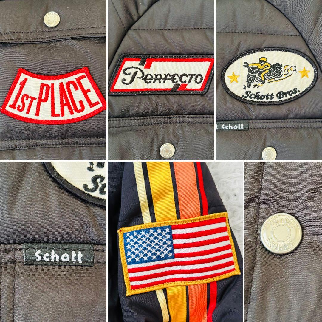 未使用級✨️ショット レーシングジャケットS 中綿ロゴ刺繍 ブラック