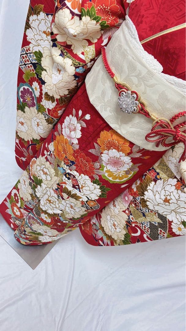 牡丹 菊 金糸 金彩 赤 振袖 成人式 振袖6点セット 成人式 正絹 - メルカリ