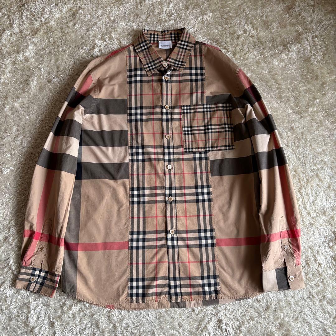 現行 バーバリーロンドン 英国製 メガチェック ノバチェック 切替え