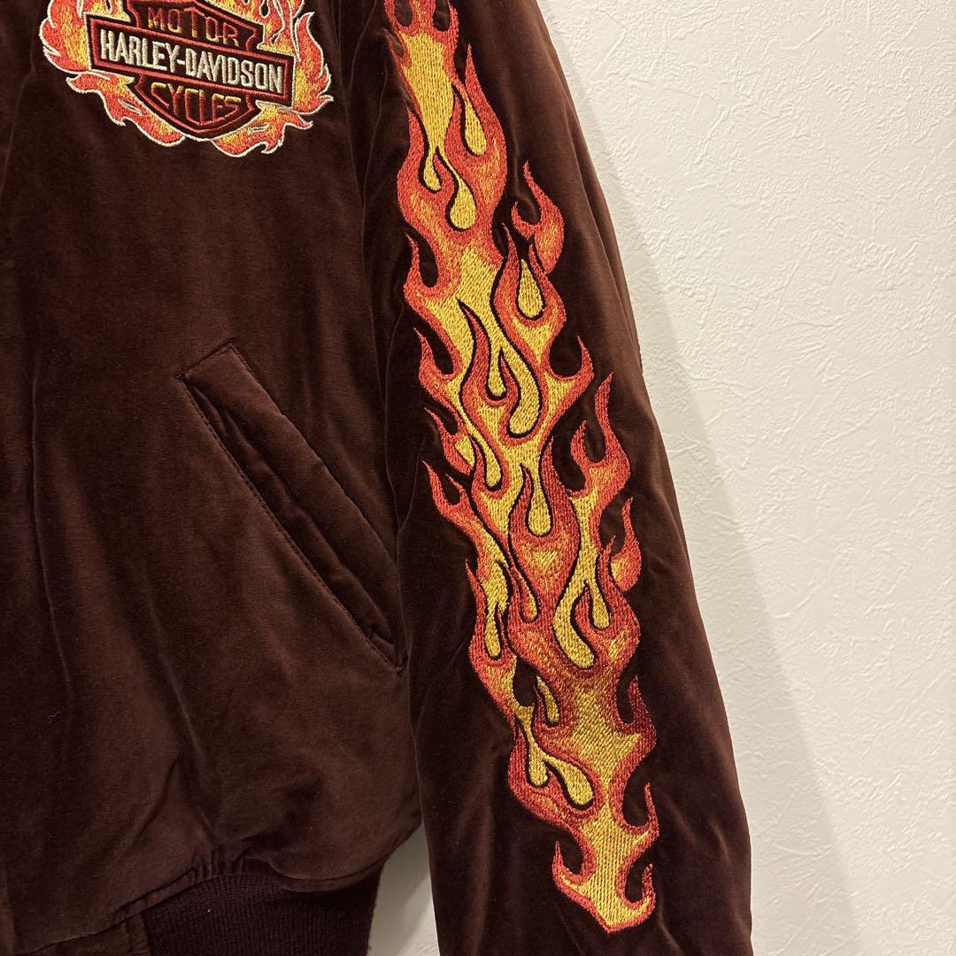 HARLEY DAVIDSON 別珍 ベロア フレイム スカジャン - メルカリ