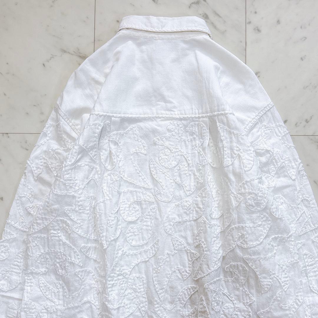 美品♪サラマリカ コットンリネンパッチビッグシャツ 刺繍 オーバー