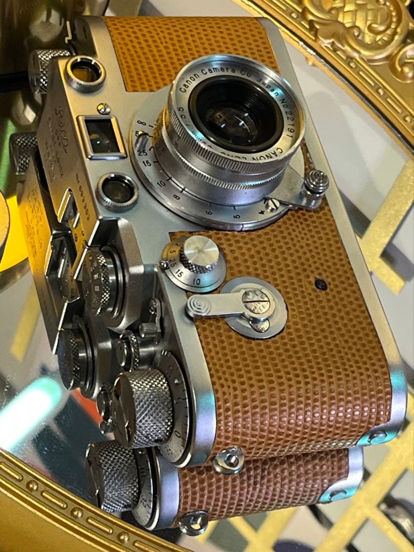 Leica Ⅲf＋Canon50mm f3.5 リザード革美品 Leica IIIF Camera Color Dial Body -Good Working- [EXC-]
