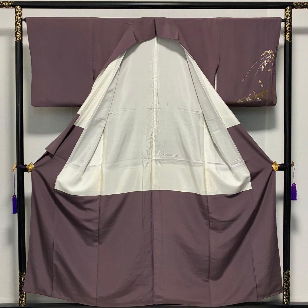 D214 訪問着 刺繍 花模様 正絹 着物 袷 極美品 - メルカリ