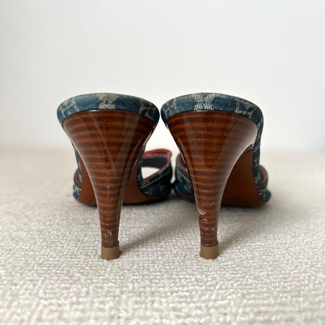 ルイヴィトン ミュール サンダル デニム モノグラム 24.5cm