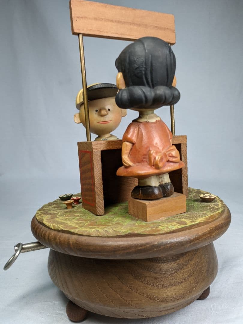 アンリ社製 ANRI チャーリー＆ルーシー オルゴール 木彫り人形