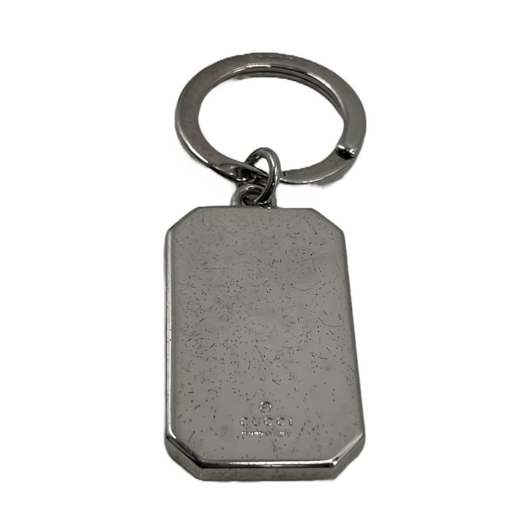 GUCCI グッチ キーリング メタル レザー GG シマ シルバー ブラック