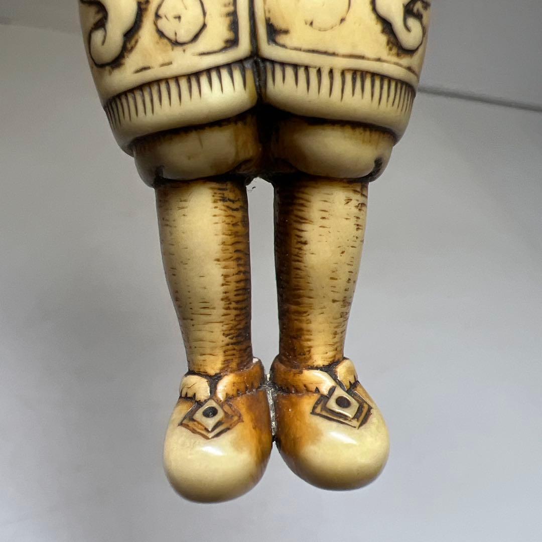 時代　極上　ラッタン人大振根付　48g高さ約10㎝　東Y8-0203☆2F
