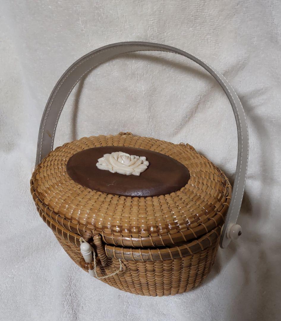 ナンタケットバスケット　ラタン製オーバル型かごバッグ　ビンテージ ナンタケットバスケット オーバルパース7インチ かごバッグ Bebe 通販