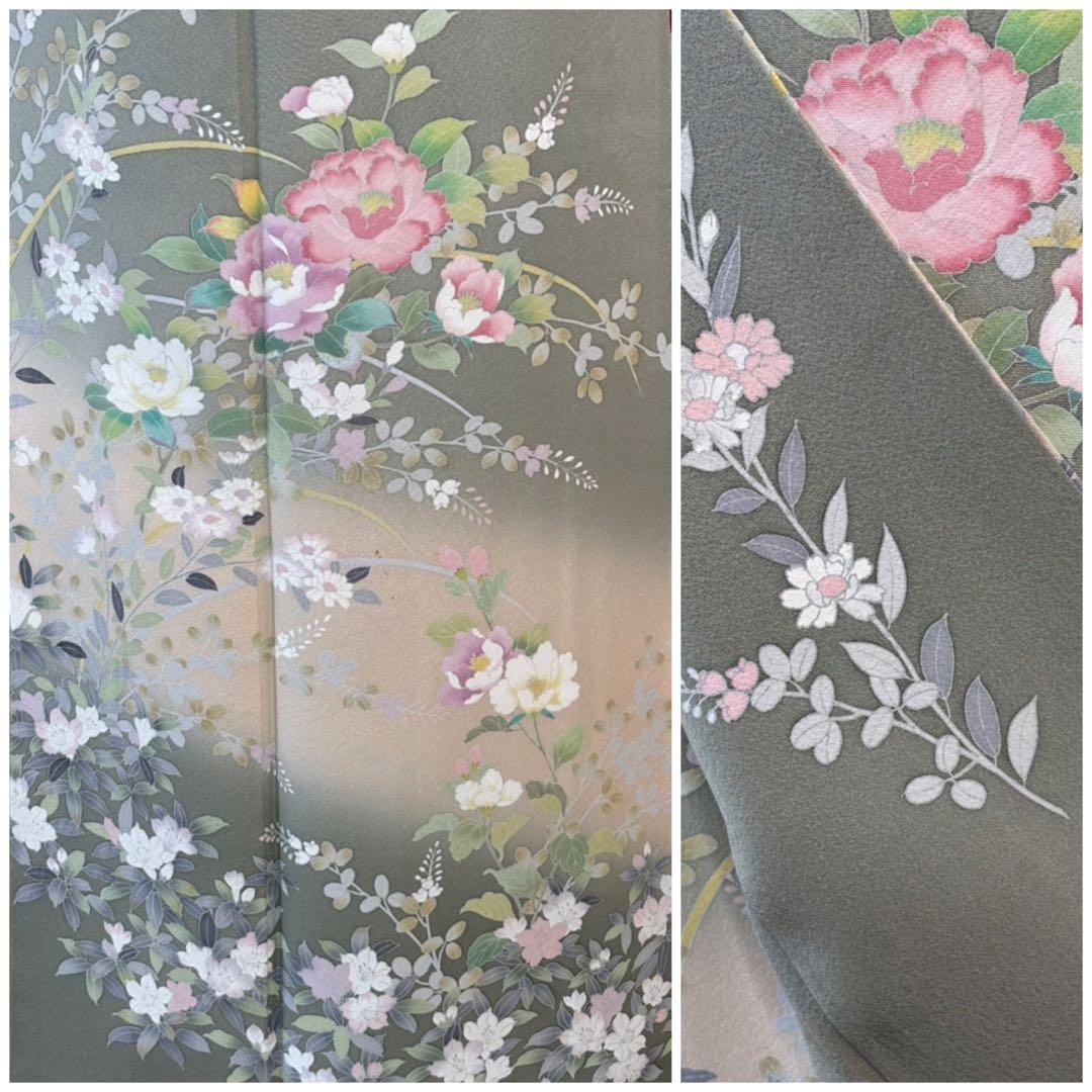 正絹華やかな訪問着4点フルセット 訪問着 袋帯 帯締め帯揚げ - メルカリ