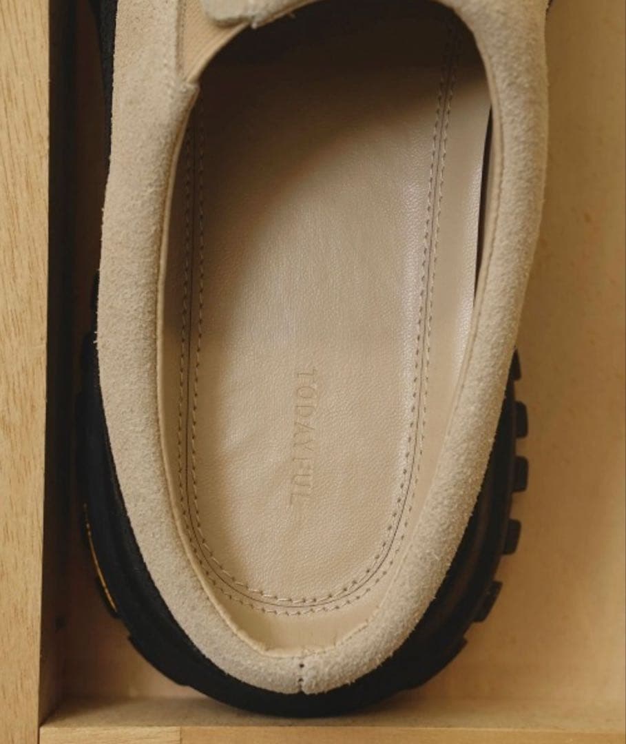 TODAYFUL Vibramレザーソールサボ スリッポン サンダル ベージュ