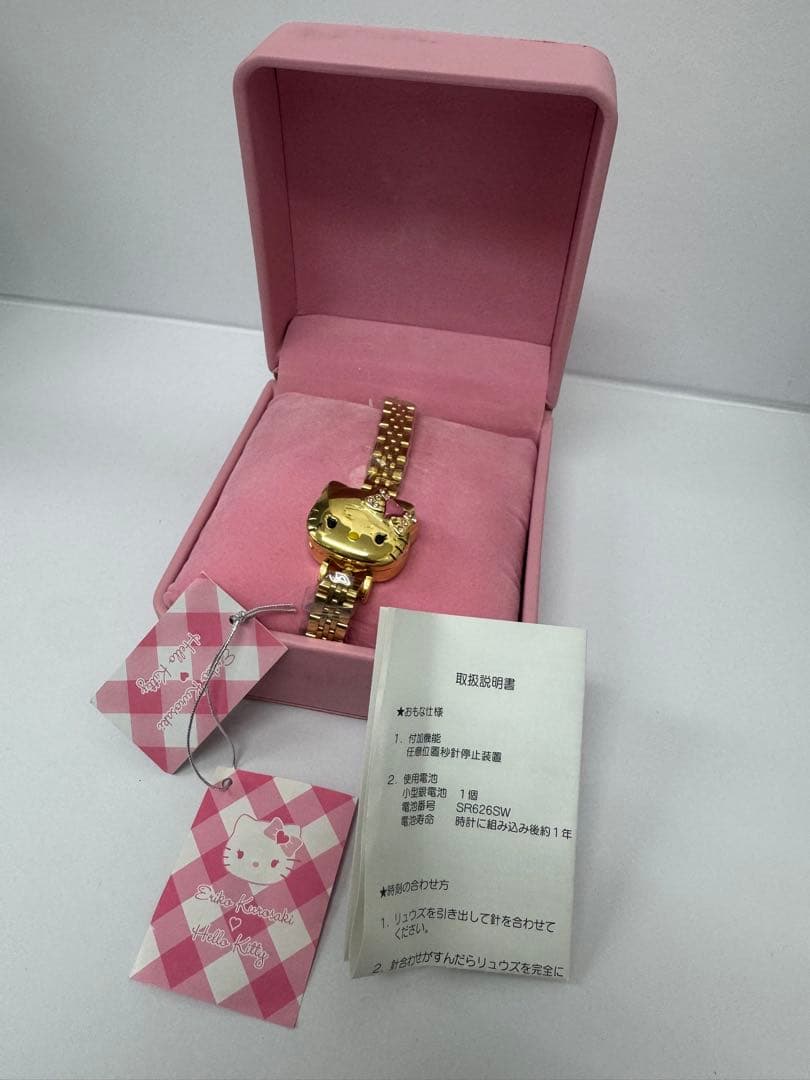 希少 黒崎えり子 ハローキティ コラボ 時計 ゴールド レア デコ 平成