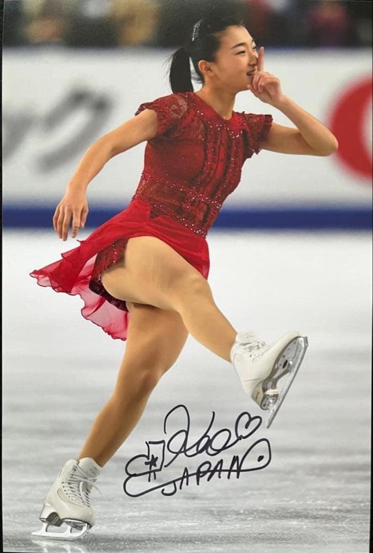 坂本花織 直筆サイン付き写真 世界女王 女子フィギュアスケート 証明