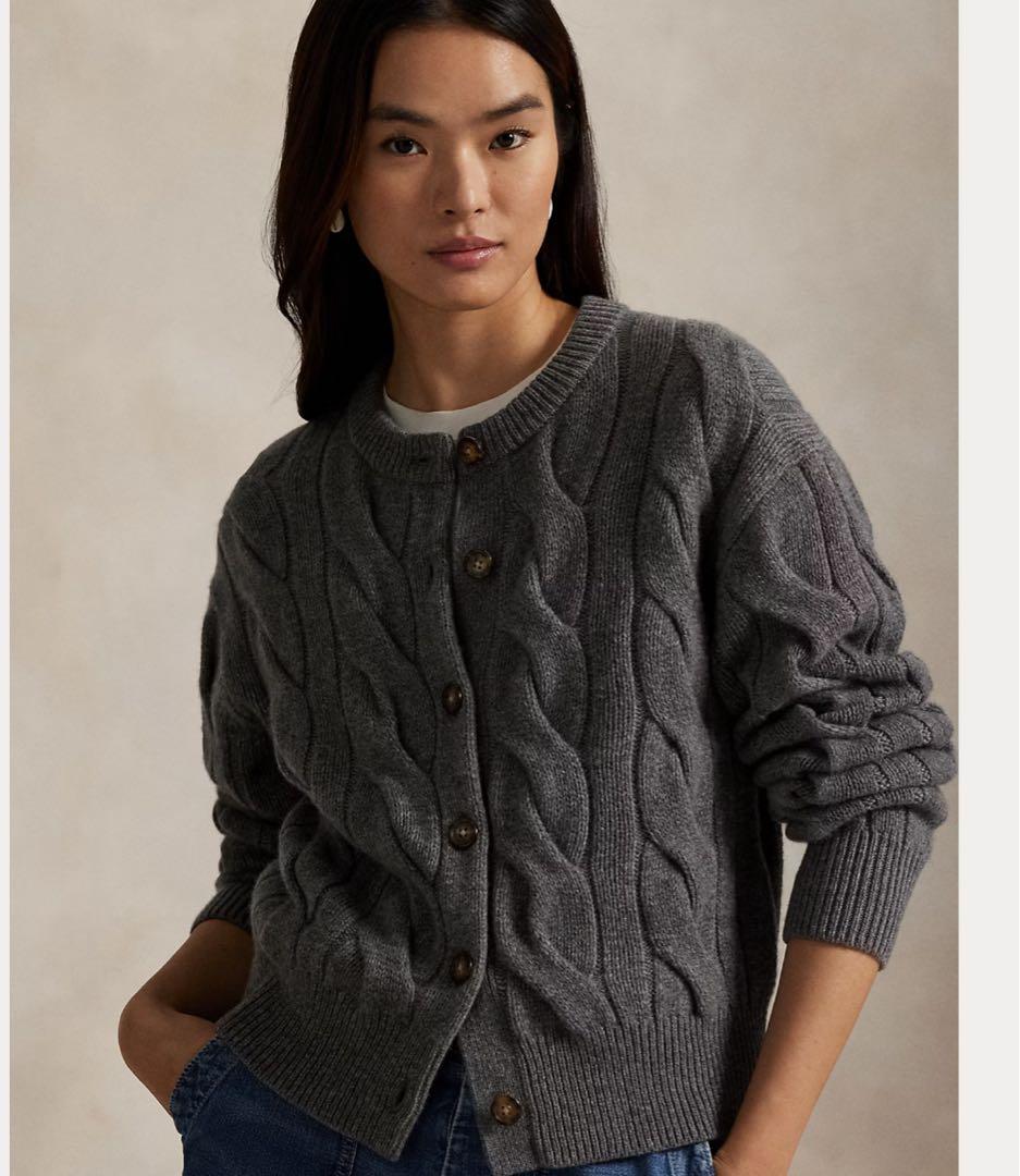 美品】ラルフローレン ケーブルニット カーディガン ウール×カシミヤ