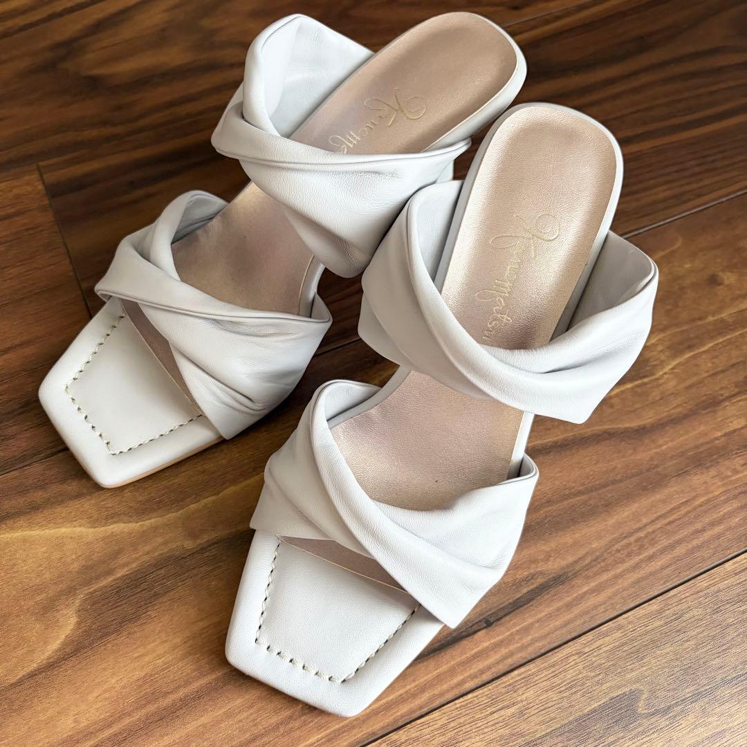 着用一度のみ】銀座かねまつ ミュールサンダル スクエアトゥ 24.5cm