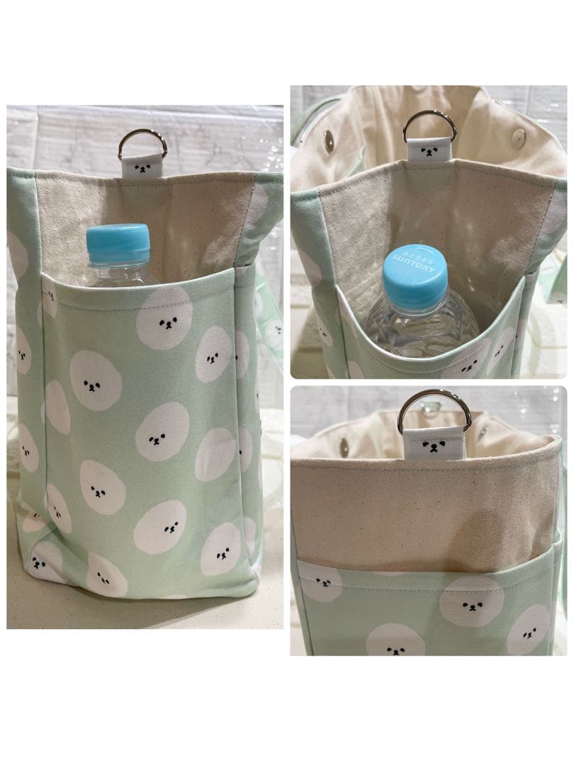 ハンドメイド サイドポケット付きトートバッグ ビションフリーゼ