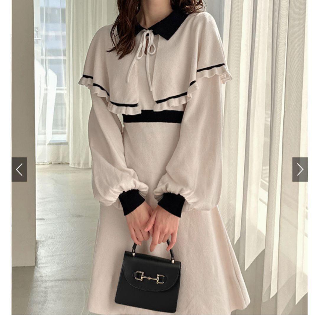 ケープ付きバイカラーフレアニットワンピース[mb1526] - メルカリ