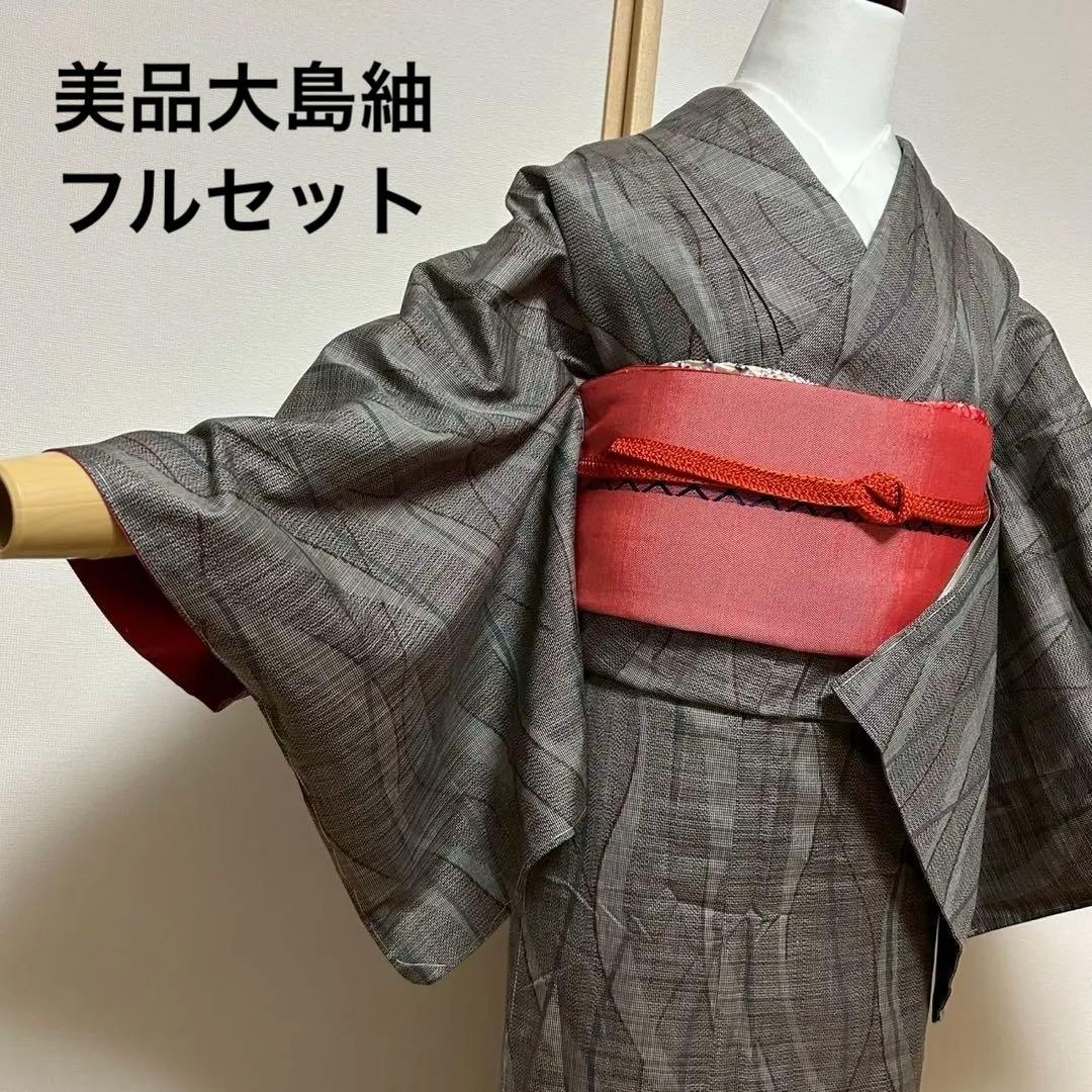モ41 未使用近い 美品 袷 正絹 大島紬 フルセット - メルカリ