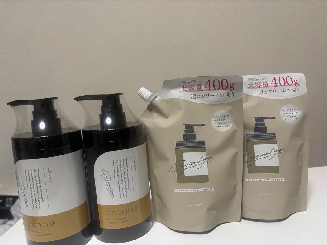 cocone クレイクリームシャンプー 本体2つ+詰め替え2個 計4個セット cocone ココネ シャンプー クレイ クリーム 2袋 詰め替え 400g 泥