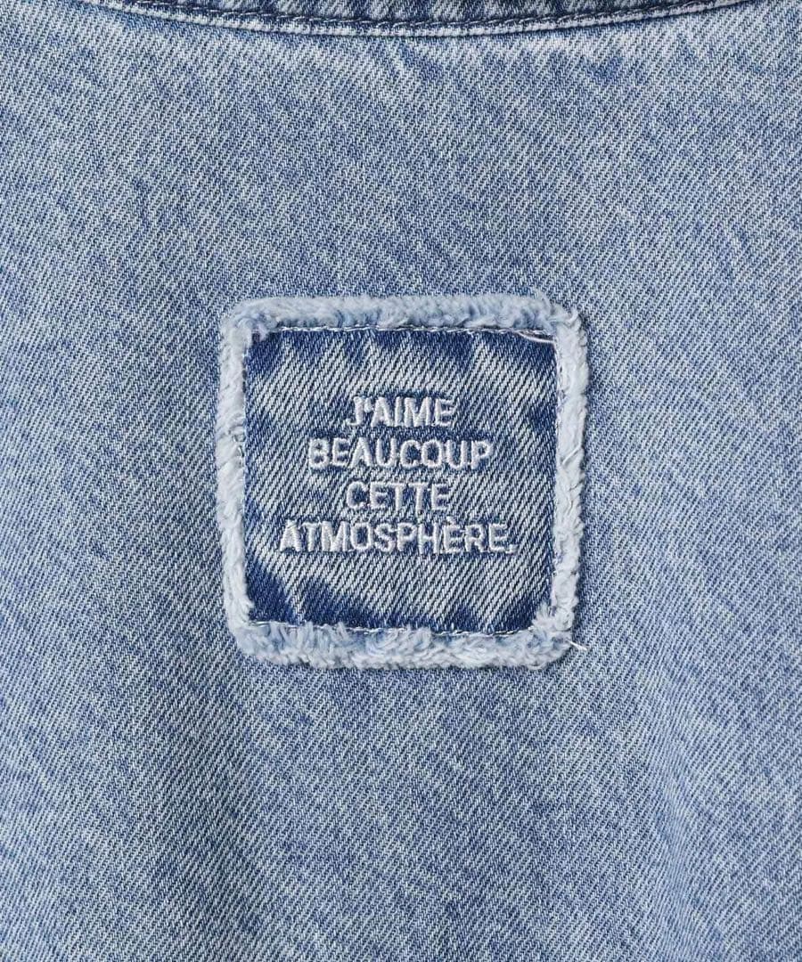 レプシィムLEPSIM フリンジパッチBIGデニムシャツライトブルー新品