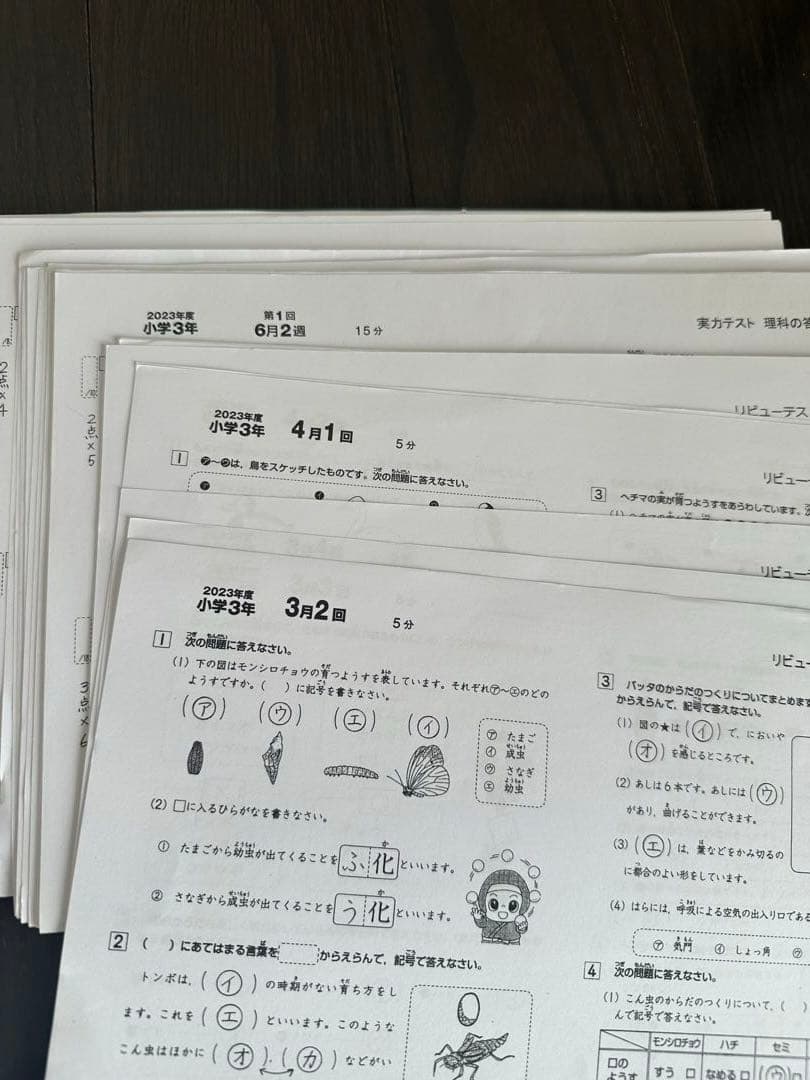 奨学社 小3 理科 1年分 しょうがく社 リビューテスト 実力テスト